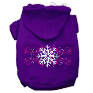 Pink Snowflake Swirls Screenprint Pet Hoodies Purple Size Xl (16)