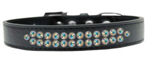 Two Row Ab Crystal Size 18 Black Dog Collar