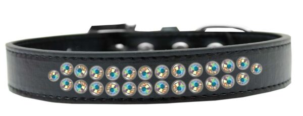 Two Row Ab Crystal Size 18 Black Dog Collar