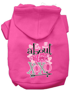All About That Xoxo Screen Print Dog Hoodie Bright Pink Xxl
