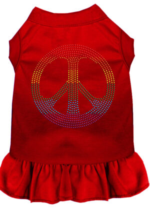 Rhinestone Rainbow Peace Dress Red Xs