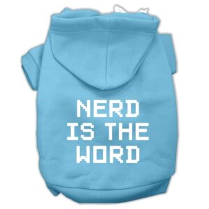 Nerd Is The Word Screen Print Pet Hoodies Baby Blue Size M (12)
