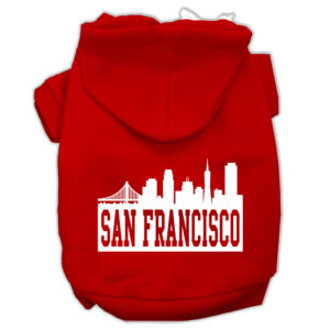 San Francisco Skyline Screen Print Pet Hoodies Red Size Xl (16)