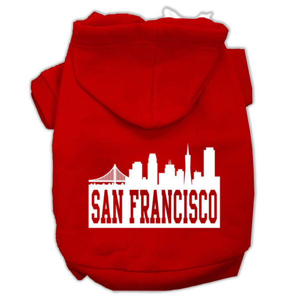 San Francisco Skyline Screen Print Pet Hoodies Red Size Xl (16)