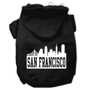 San Francisco Skyline Screen Print Pet Hoodies Black Size Xl (16)