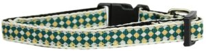 Green Checkers Nylon Dog Collar Xs