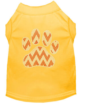 Candy Cane Chevron Paw Rhinestone Dog Shirt Yellow Lg (14)
