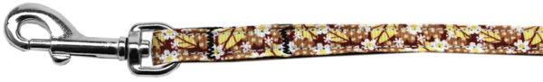 Autumn Leaves Nylon Ribbon Pet Leash 3/8 Inch Wide 6ft Lsh