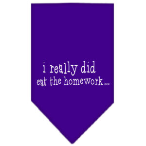 I Really Did Eat The Homework Screen Print Bandana Purple Large