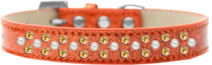 Sprinkles Ice Cream Dog Collar Pearl And Yellow Crystals Size 16 Orange