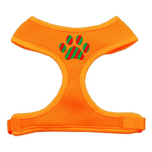 Christmas Paw Screen Print Soft Mesh Pet Harness Orange Large