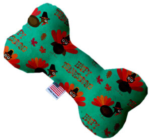 Happy Thanksgiving 8 Inch Canvas Bone Dog Toy
