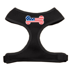 Bone Flag Usa Screen Print Soft Mesh Pet Harness Black Small
