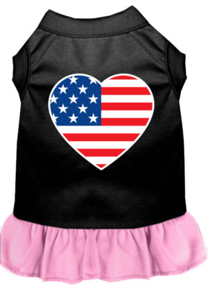 American Flag Heart Screen Print Dress Black With Light Pink Sm (10)