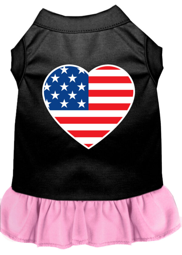 American Flag Heart Screen Print Dress Black With Light Pink Sm (10)