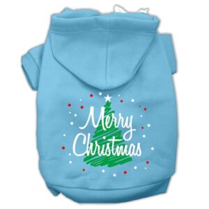 Scribbled Merry Christmas Screenprint Pet Hoodies Baby Blue Size Xxxl (20)