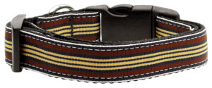 Preppy Stripes Nylon Ribbon Collars Brown/khaki Medium