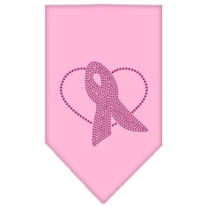Pink Ribbon Rhinestone Bandana Light Pink Large