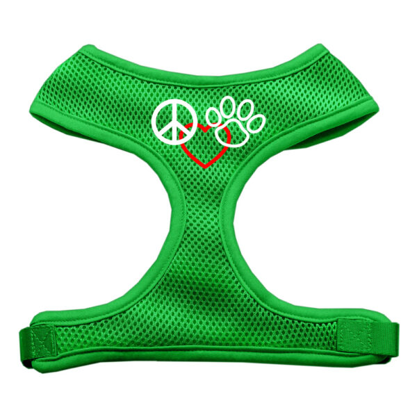 Peace, Love, Paw Design Soft Mesh Pet Harness Emerald Green Extra Large