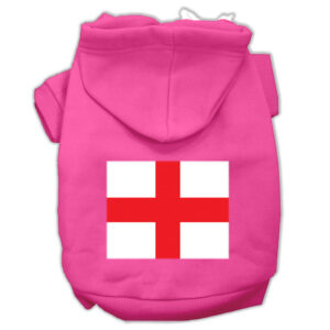 St George's Cross (english Flag) Screen Print Pet Hoodies Bright Pink Size Lg (14)