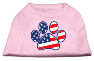 Patriotic Paw Screen Print Shirts Light Pink Xl