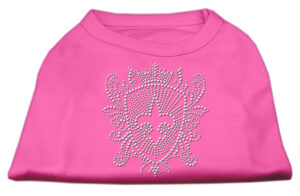 Rhinestone Fleur De Lis Shield Shirts Bright Pink Xs