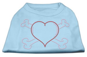 Heart And Crossbones Rhinestone Shirts Baby Blue Xl