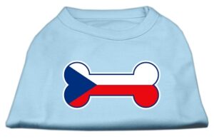 Bone Shaped Czech Republic Flag Screen Print Shirts Baby Blue M