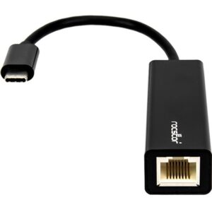 Rocstor Premium USB-C to Gigabit Network Adapter - USB Type-C to Gigabit Ethernet 10/100/1000 Adapter - Compatible with Mac & PC - Plug & Play (No Drivers Needed) - Black - USB 3.1 - 1 Port(s) - 1 - Twisted Pair WITH NATIVE DRIVER SUPPORT