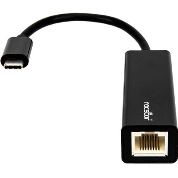 Rocstor Premium USB-C to Gigabit Network Adapter - USB Type-C to Gigabit Ethernet 10/100/1000 Adapter - Compatible with Mac & PC - Plug & Play (No Drivers Needed) - Black - USB 3.1 - 1 Port(s) - 1 - Twisted Pair WITH NATIVE DRIVER SUPPORT