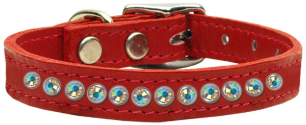 One Row Ab Jeweled Leather Red 12