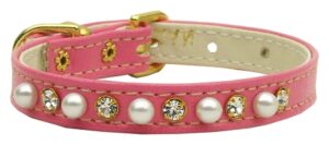 3/8" Pearl And Clear Crystals Collar Pink 12