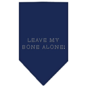 Leave My Bone Alone Rhinestone Bandana Navy Blue Large