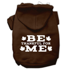 Be Thankful For Me Screen Print Pet Hoodies Brown Size Med (12)