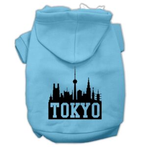 Tokyo Skyline Screen Print Pet Hoodies Baby Blue Size Xl (16)