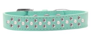 Sprinkles Dog Collar Pearl And Clear Crystals Size 14 Aqua