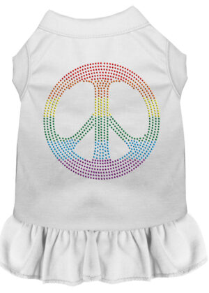 Rhinestone Rainbow Peace Dress White 4x