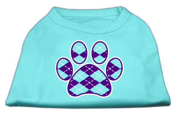Argyle Paw Purple Screen Print Shirt Aqua Xl (16)