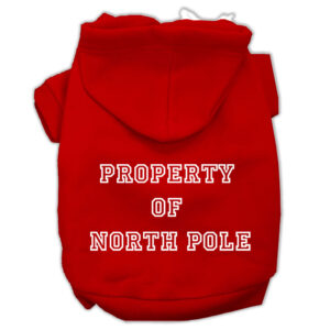 Property Of North Pole Screen Print Pet Hoodies Red Size Xl (16)