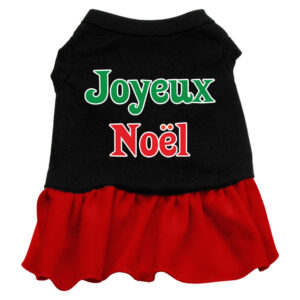 Joyeux Noel Screen Print Dress Black With Red Sm (10)