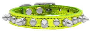 Metallic Chaser Leather Dog Collar Lime Green Mtl 14