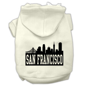 San Francisco Skyline Screen Print Pet Hoodies Cream Size Xs (8)