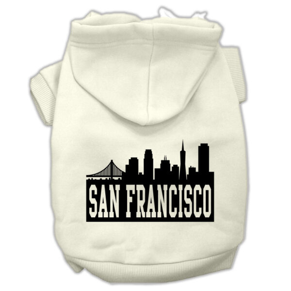 San Francisco Skyline Screen Print Pet Hoodies Cream Size Xs (8)