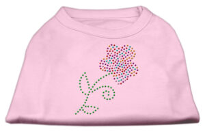 Multi-colored Flower Rhinestone Shirt Light Pink M