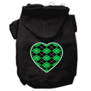 Argyle Heart Green Screen Print Pet Hoodies Black Size Xl (16)