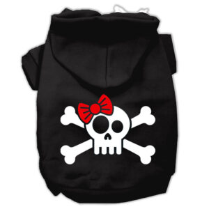 Skull Crossbone Bow Screen Print Pet Hoodies Black Size Xxl (18)