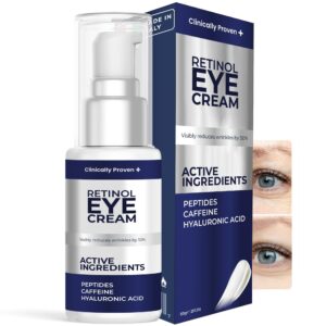 Retinol Eye Cream for Puffiness and Bags Under Eyes | Hyaluronic Acid & Peptide Anti Aging Treatment with Caffeine | Advanced Tightening & Firming Formula for Wrinkles & Fine Lines