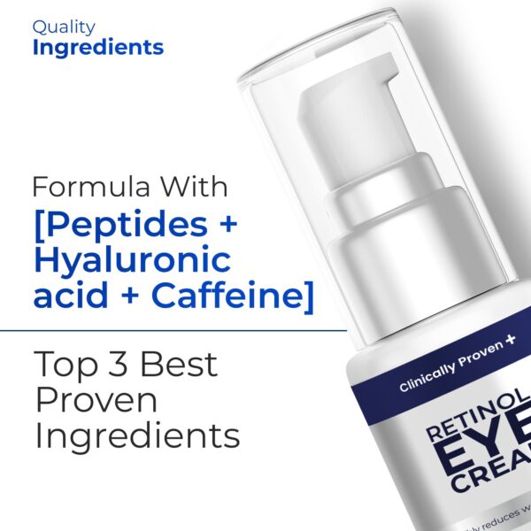 Retinol Eye Cream for Puffiness and Bags Under Eyes | Hyaluronic Acid & Peptide Anti Aging Treatment with Caffeine | Advanced Tightening & Firming Formula for Wrinkles & Fine Lines - Image 4