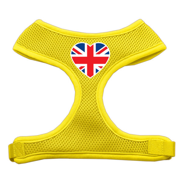 Heart Flag Uk Screen Print Soft Mesh Pet Harness Yellow Small