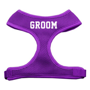Groom Screen Print Soft Mesh Pet Harness Purple Small